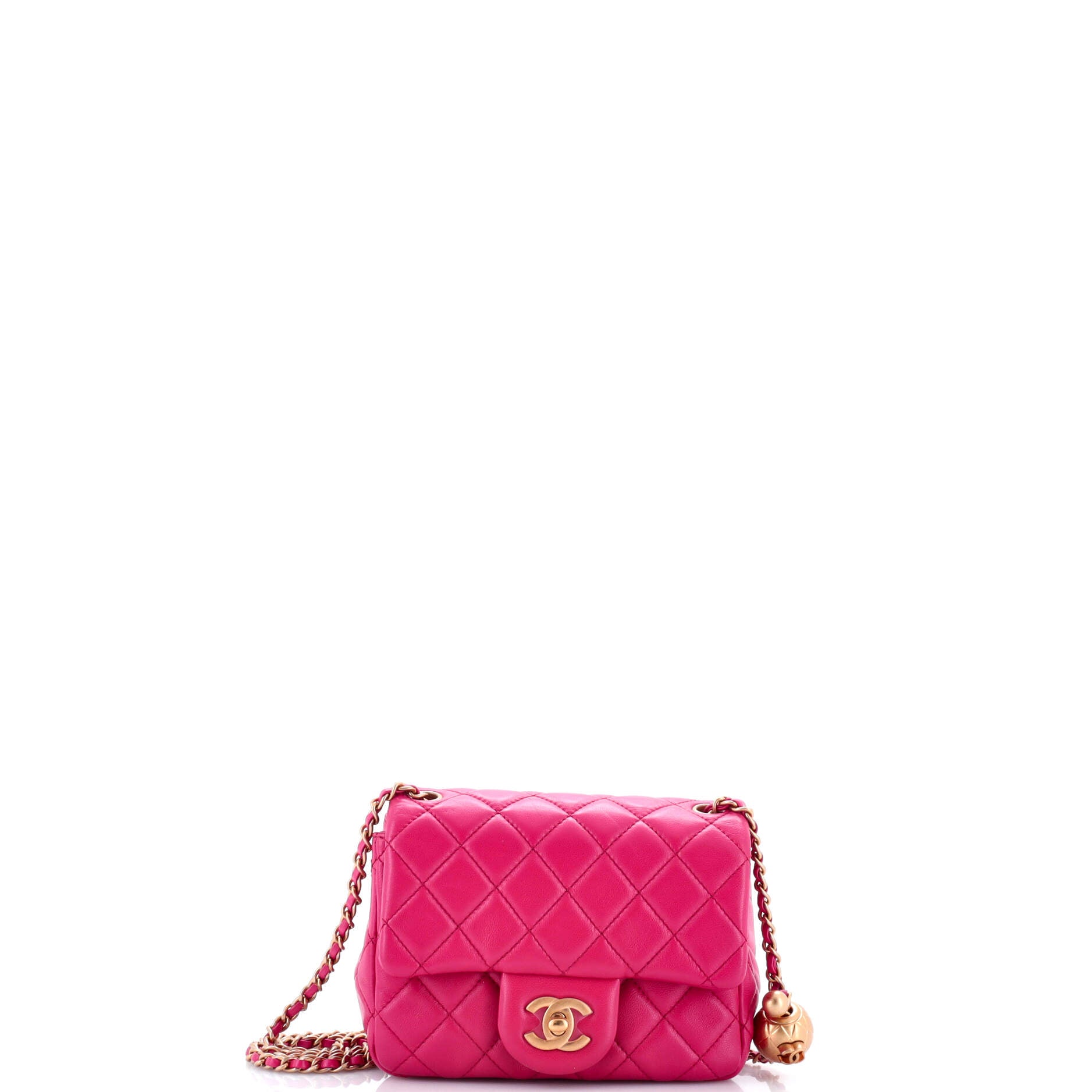 Pearl Crush Square Flap Bag Quilted Lambskin Mini
