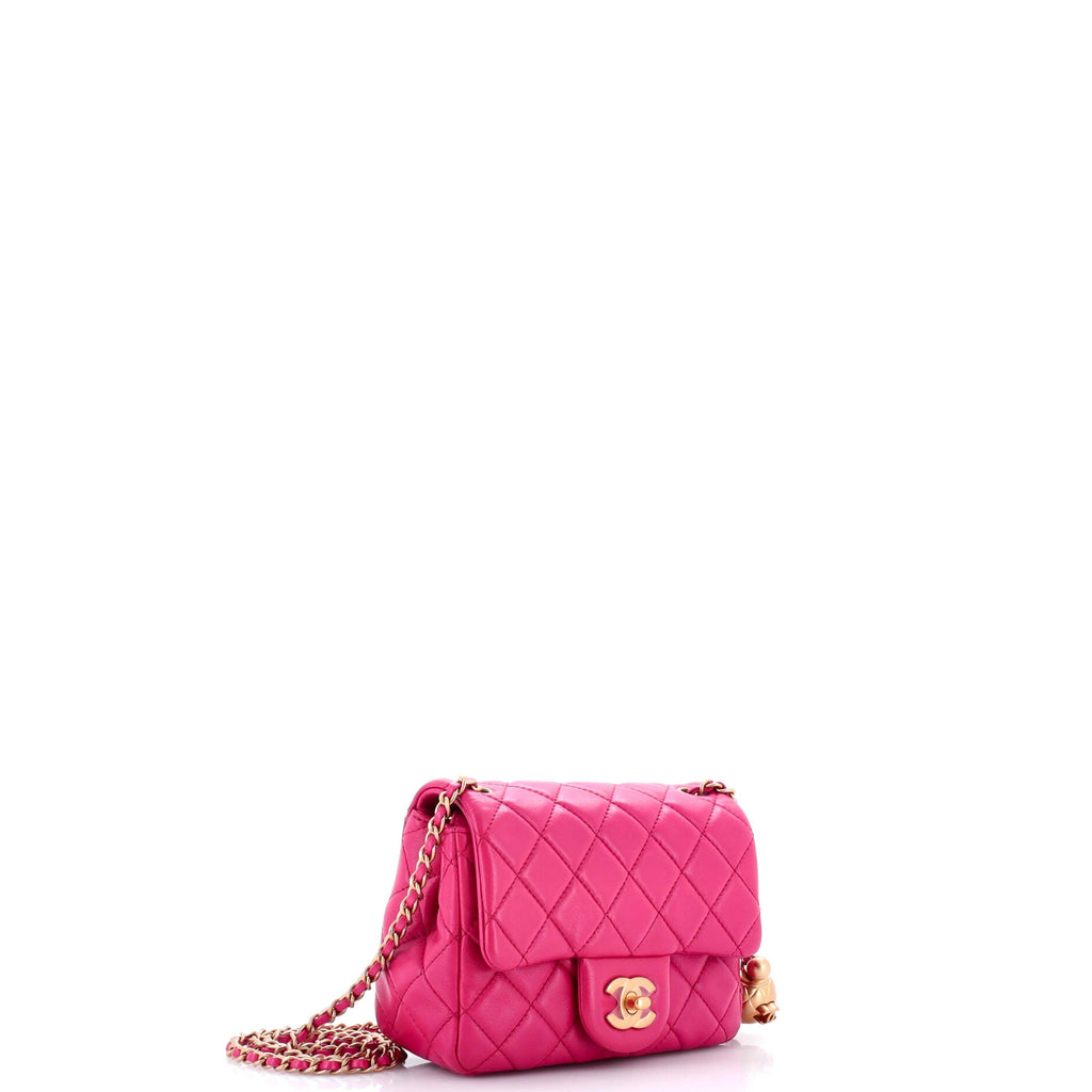 Pearl Crush Square Flap Bag Quilted Lambskin Mini