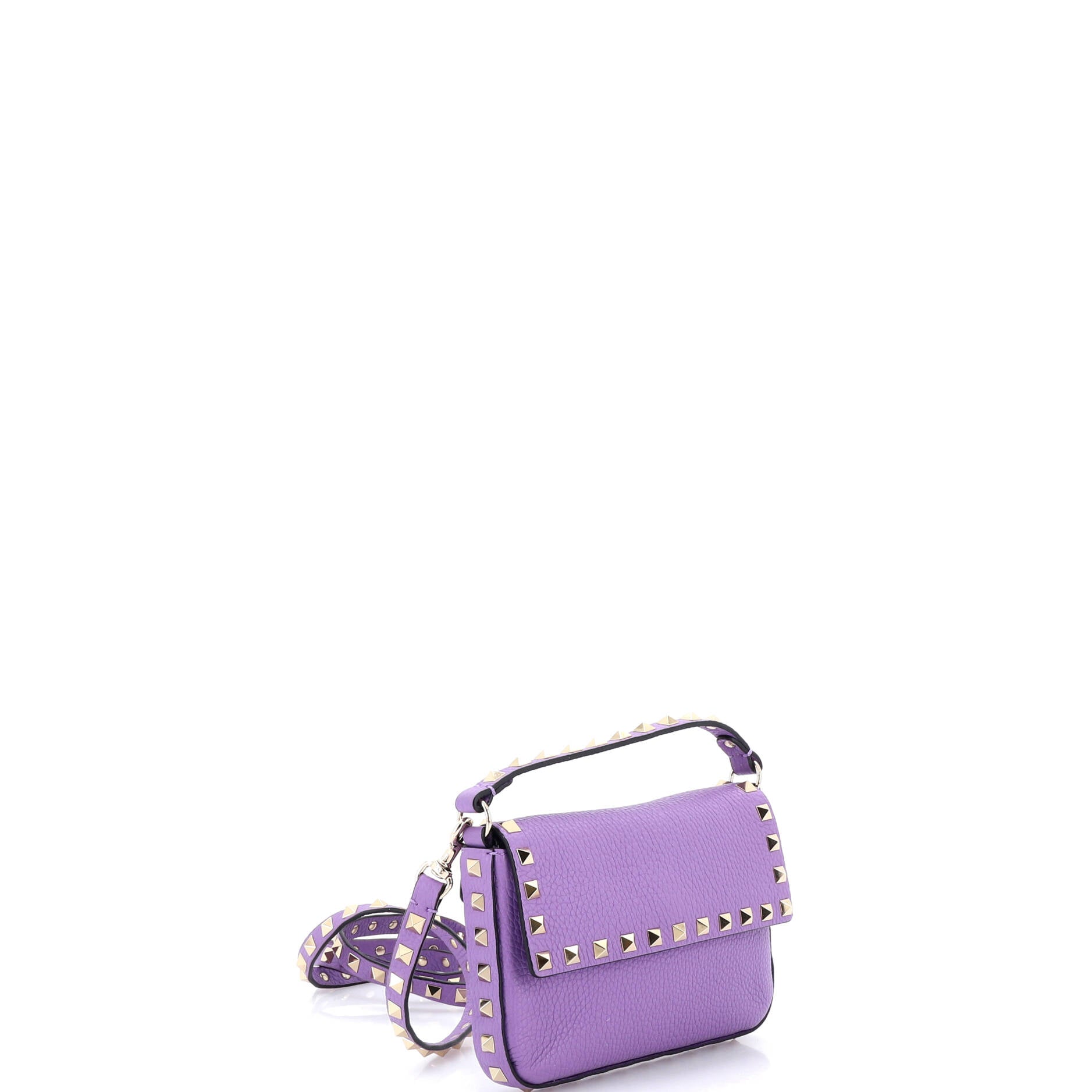 Rockstud Top Handle Crossbody Pouch Leather Mini