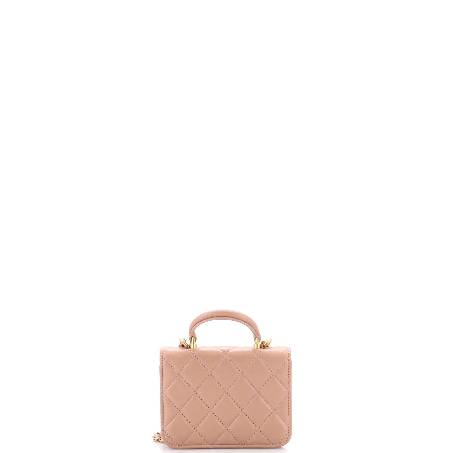 Top Handle Flap Coin Purse with Chain Quilted Lambskin