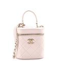 Trendy CC Top Handle Vanity Case Quilted Lambskin Small