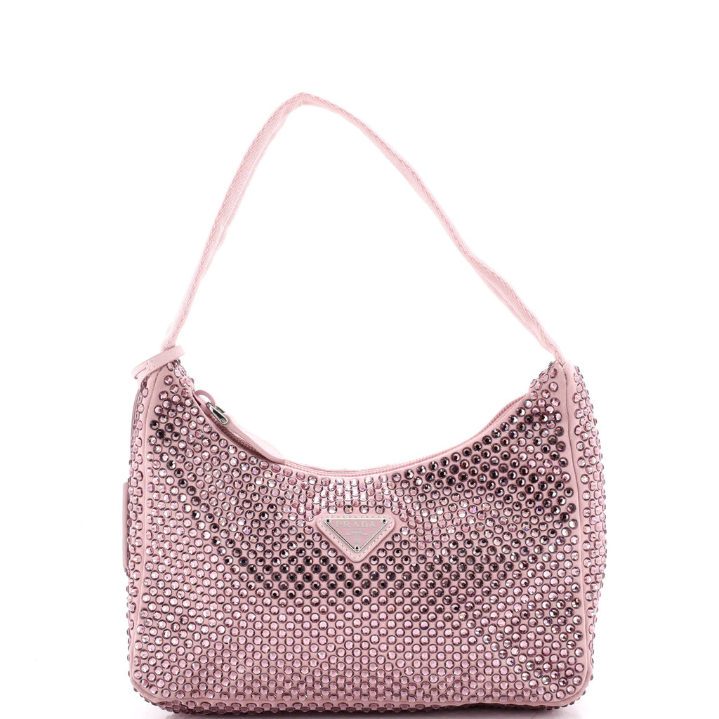 Re-Edition 2000 Hobo Crystal Embellished Satin Mini