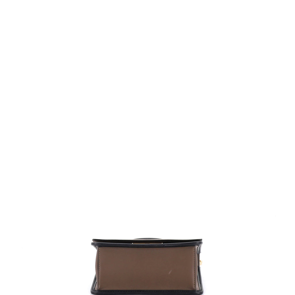 Kan I F Shoulder Bag Leather with Zucca Embossed Detail Small