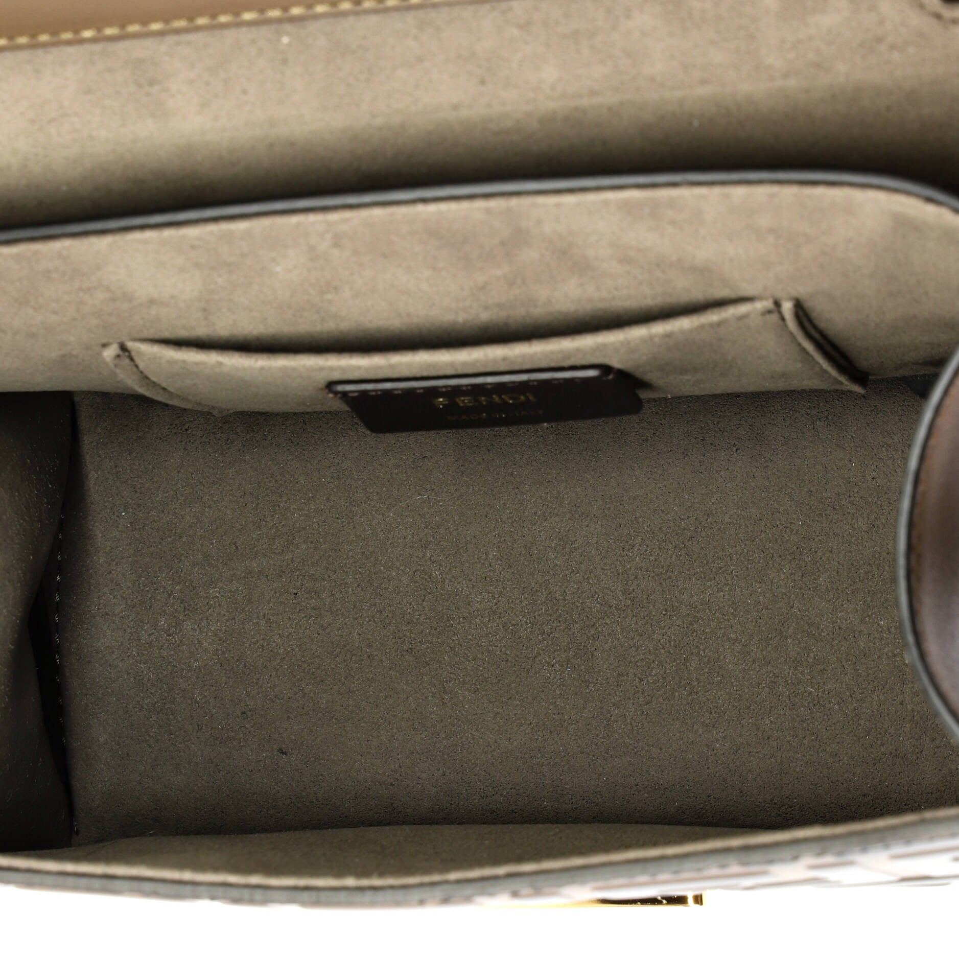 Kan I F Shoulder Bag Leather with Zucca Embossed Detail Small