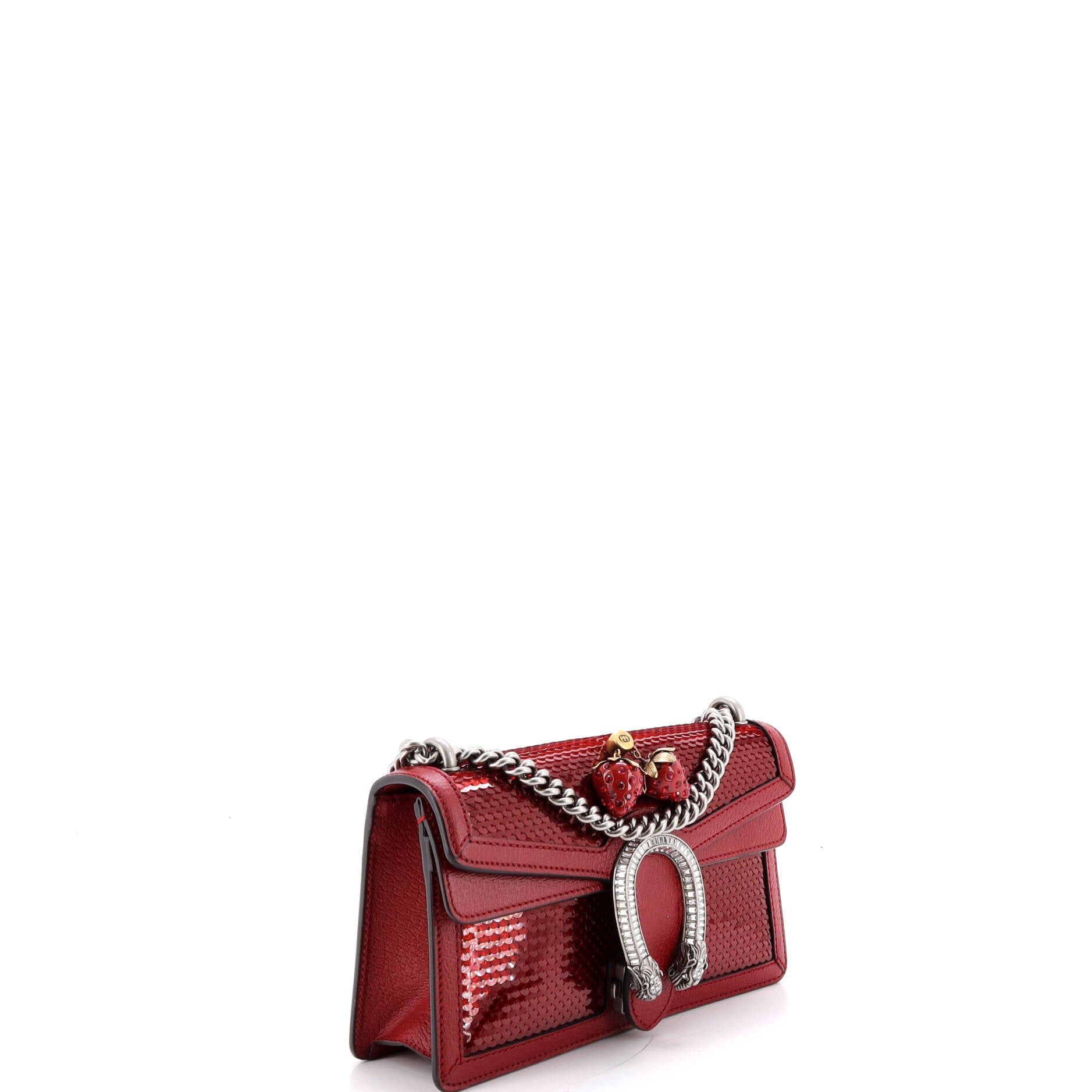 Strawberry Dionysus Bag Sequin and Leather with Crystals Small