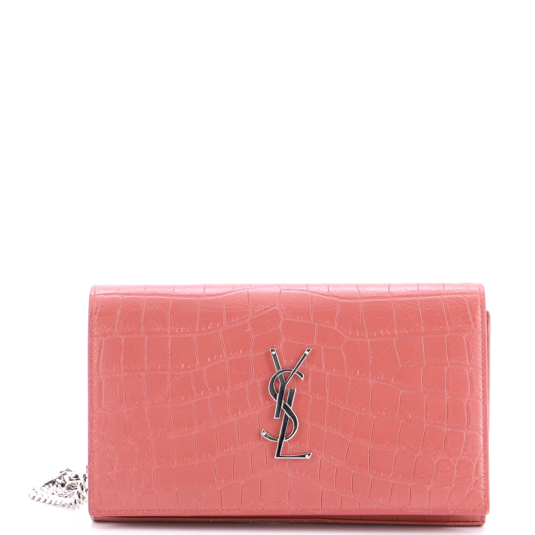 Classic Monogram Wallet on Chain Crocodile Embossed Leather Small