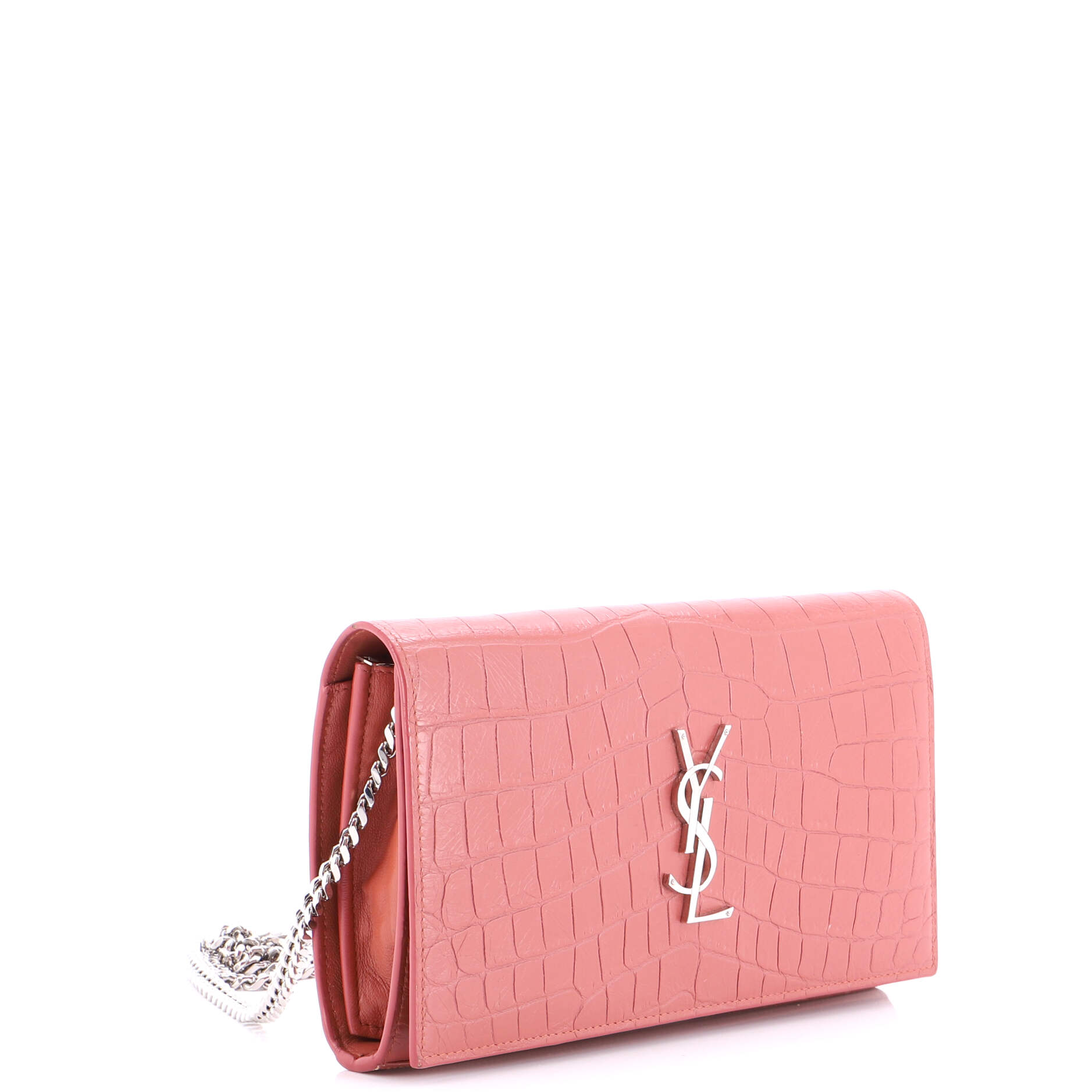 Classic Monogram Wallet on Chain Crocodile Embossed Leather Small