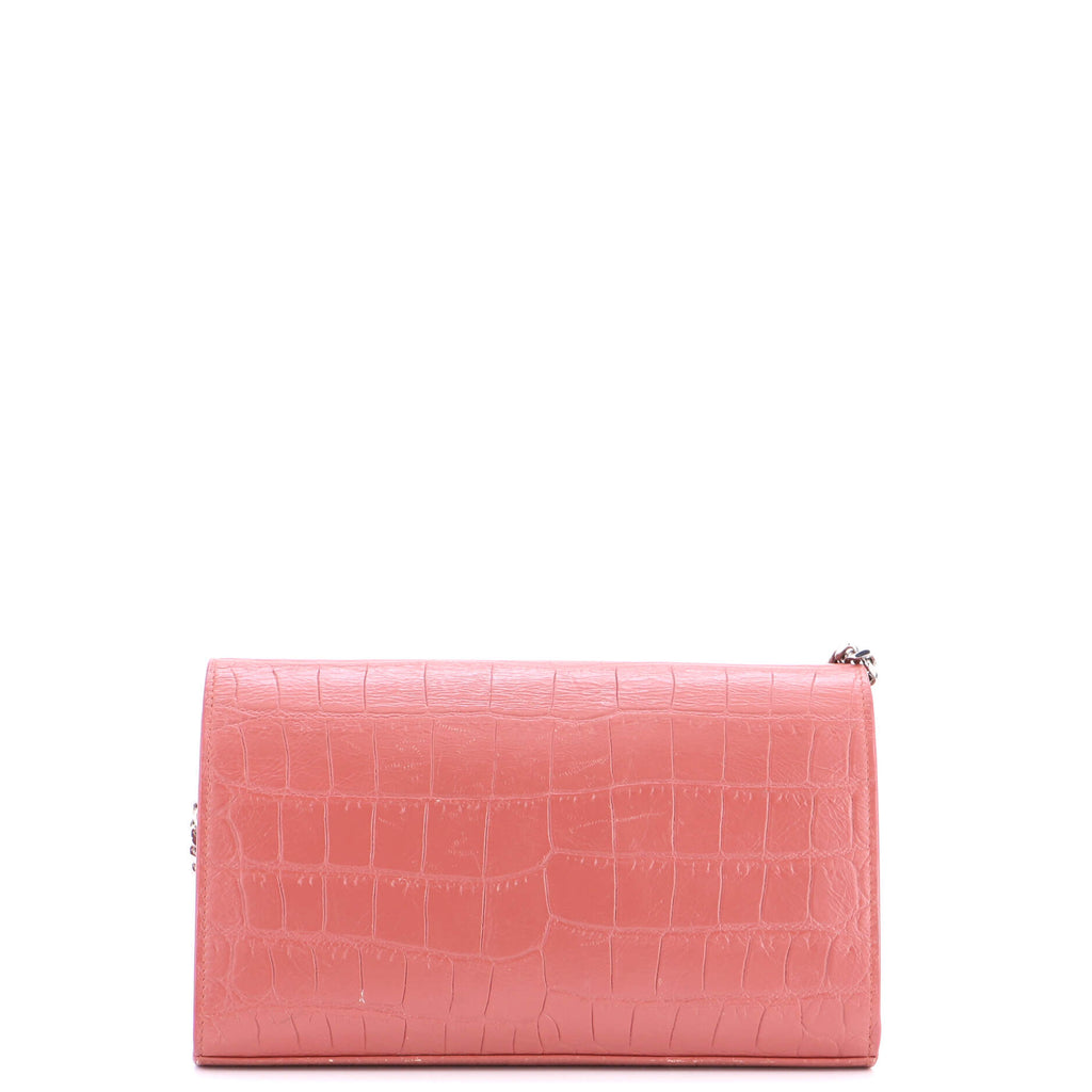 Classic Monogram Wallet on Chain Crocodile Embossed Leather Small