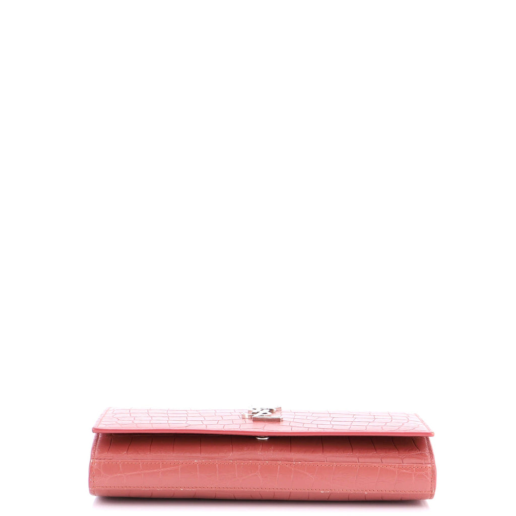 Classic Monogram Wallet on Chain Crocodile Embossed Leather Small