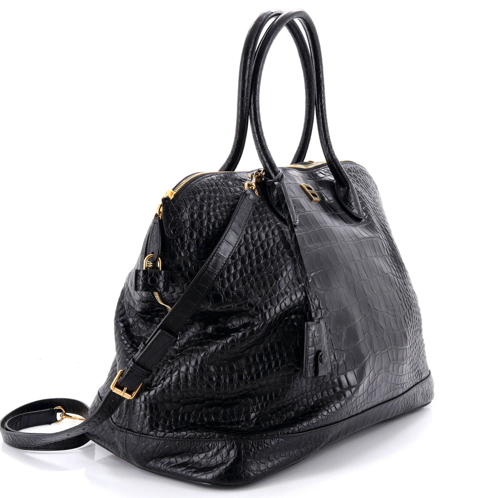 Ville Bag Crocodile Embossed Leather Large