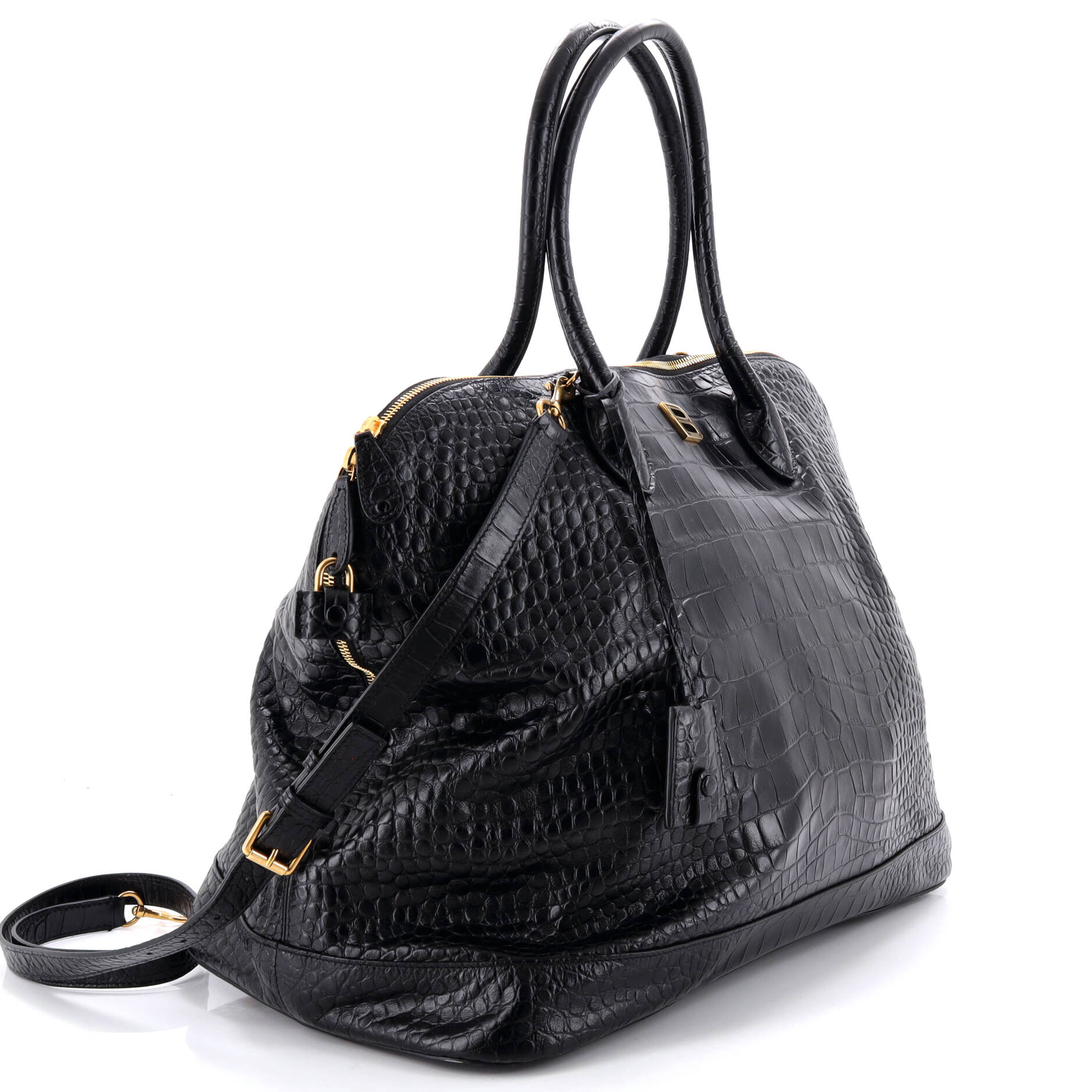 Ville Bag Crocodile Embossed Leather Large