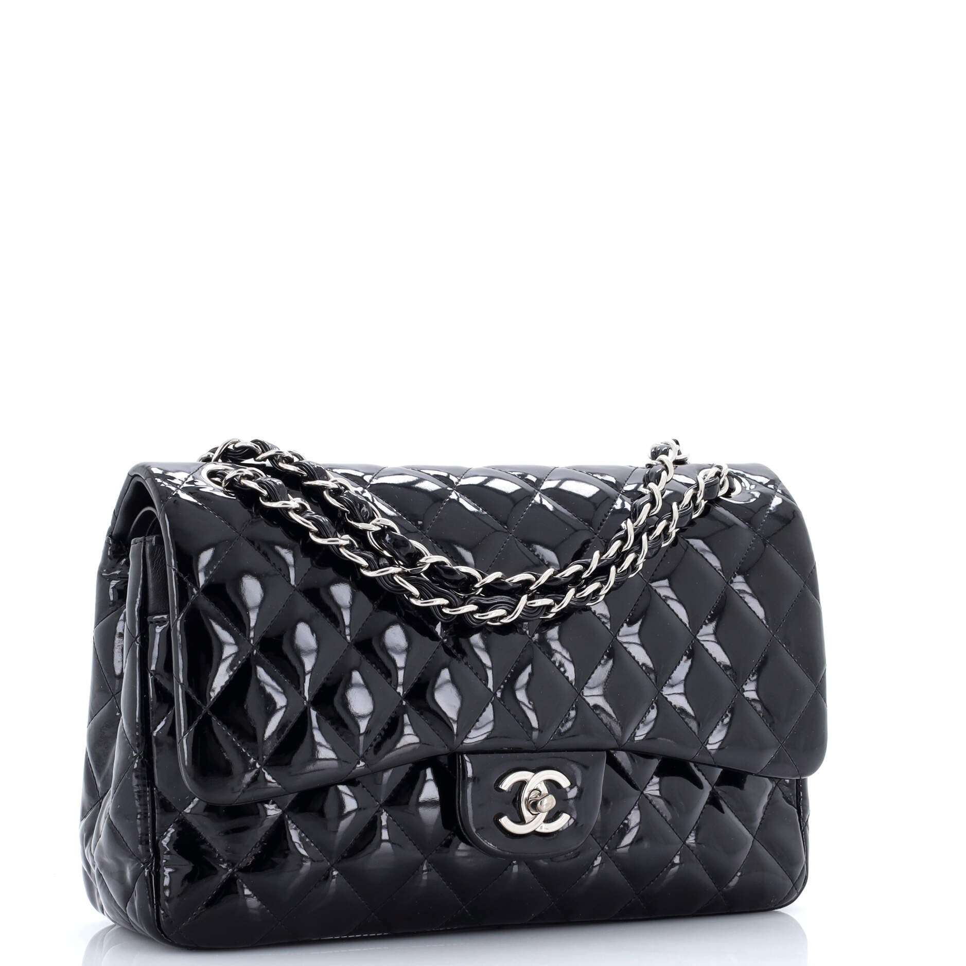 Classic Double Flap Bag Quilted Patent Jumbo