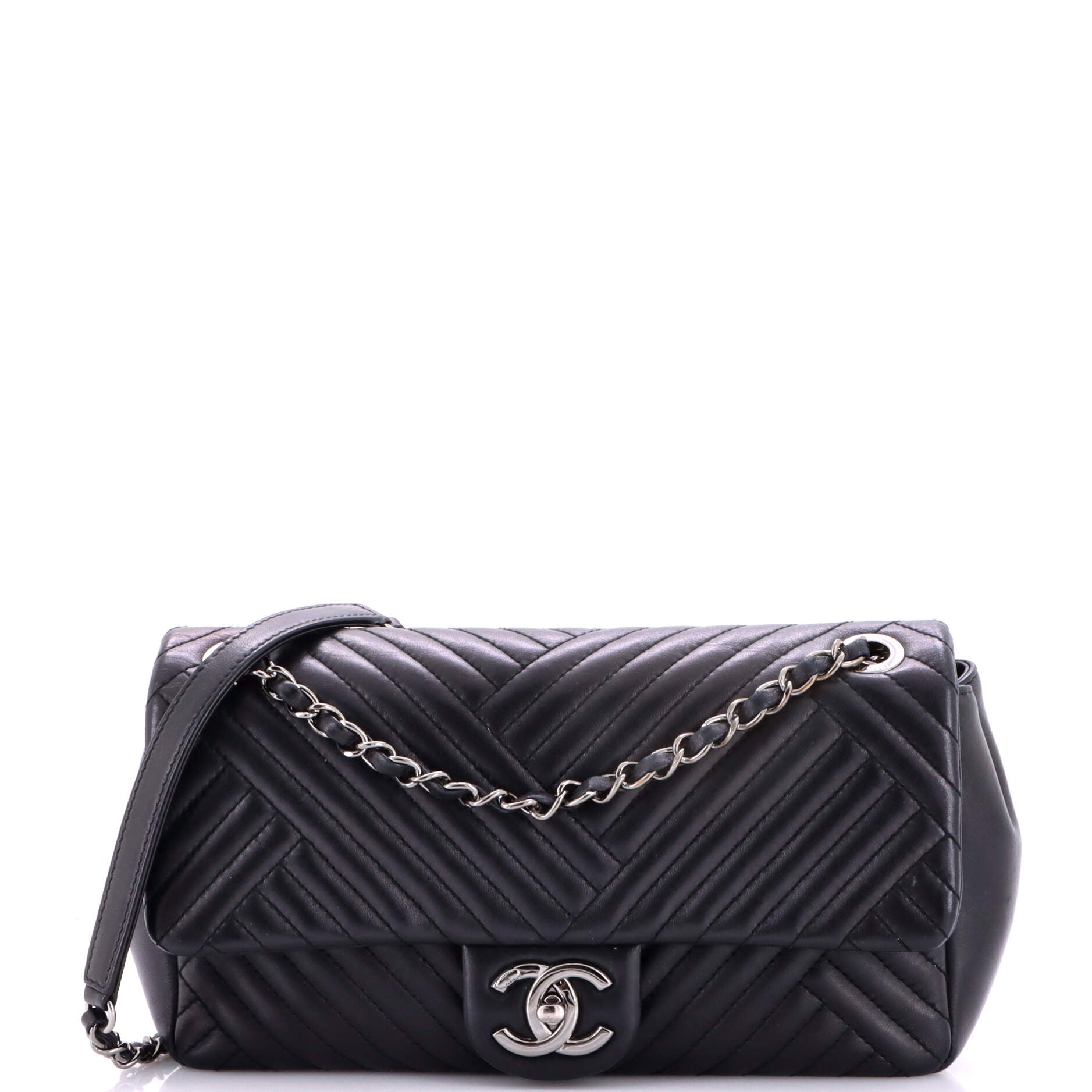 CC Crossing Flap Bag Chevron Lambskin Medium