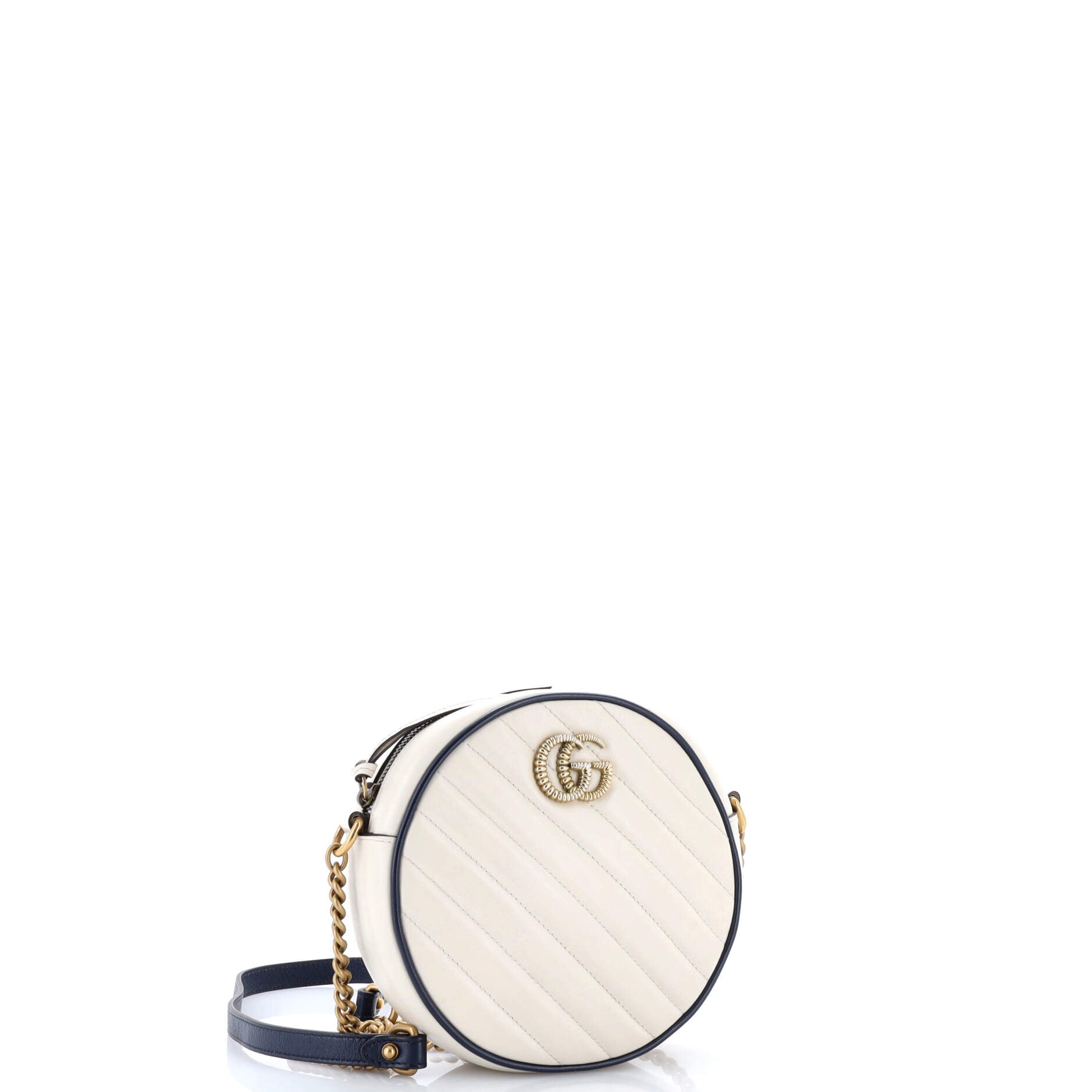 GG Marmont Round Shoulder Bag Diagonal Quilted Leather Mini