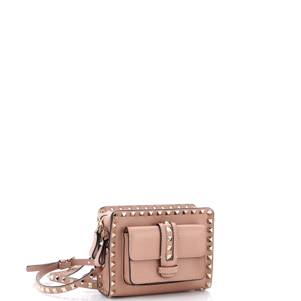 Rockstud Front Pocket Shoulder Bag Leather Mini