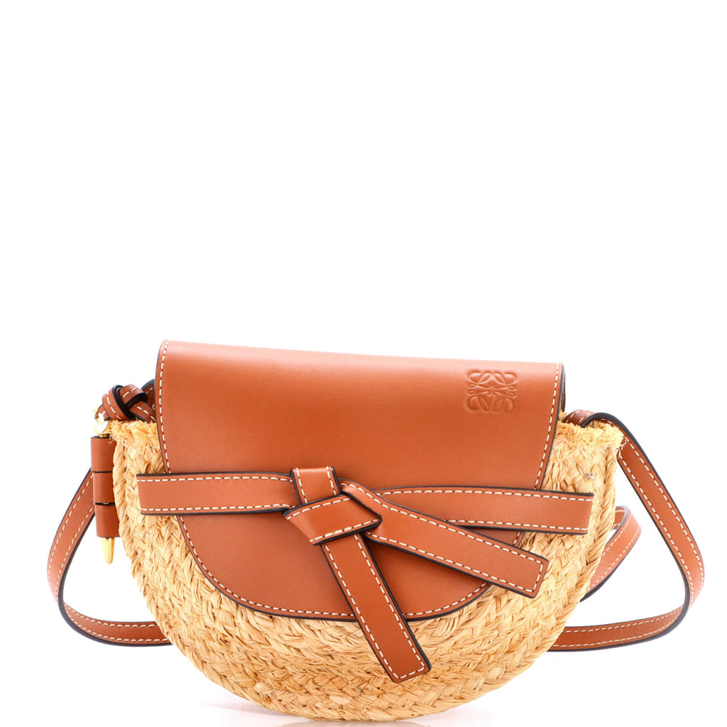 Gate Leather Shoulder Leather with Raffia Mini