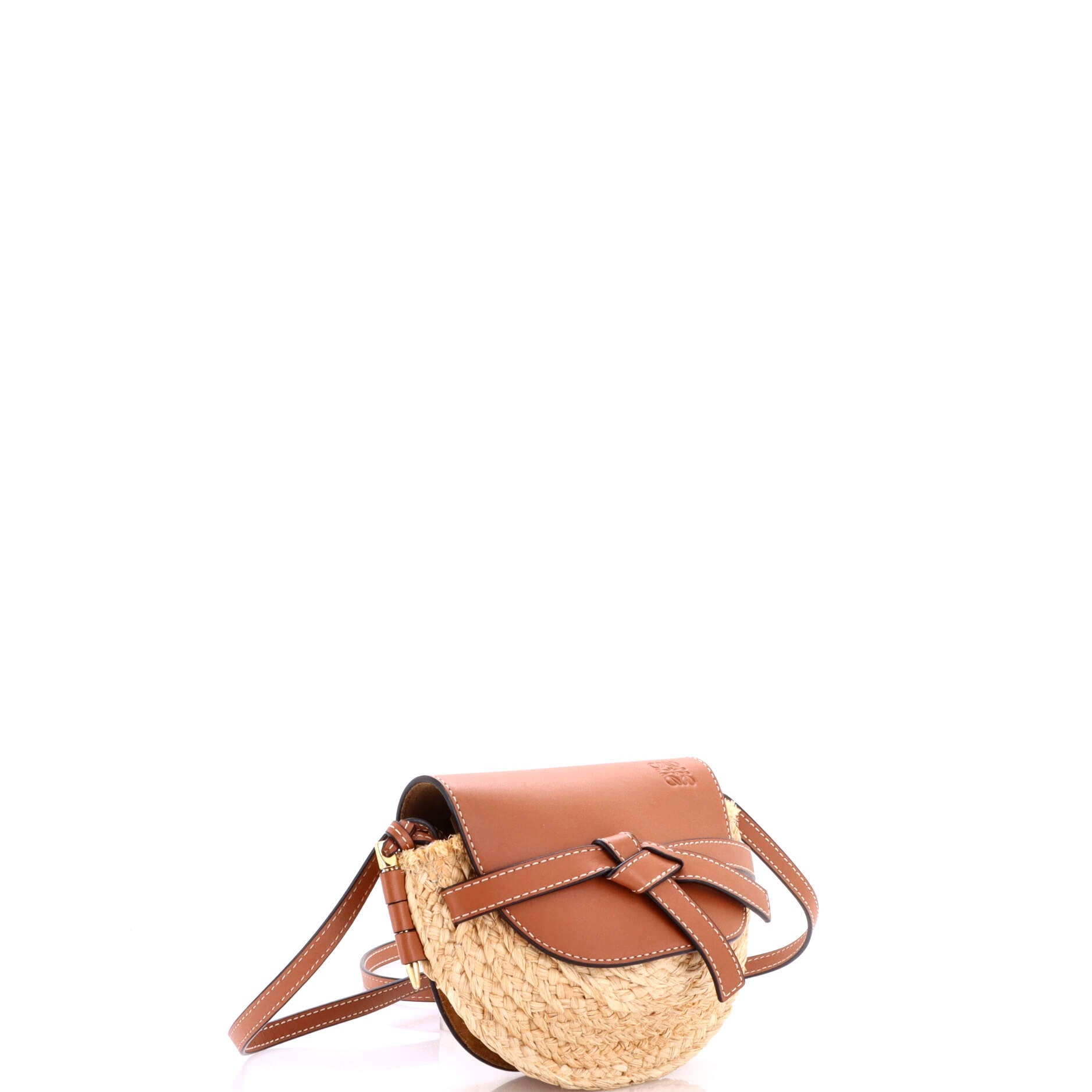 Gate Leather Shoulder Leather with Raffia Mini