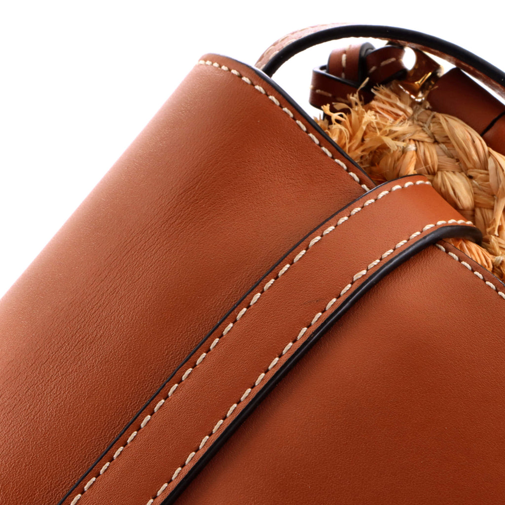 Gate Leather Shoulder Leather with Raffia Mini