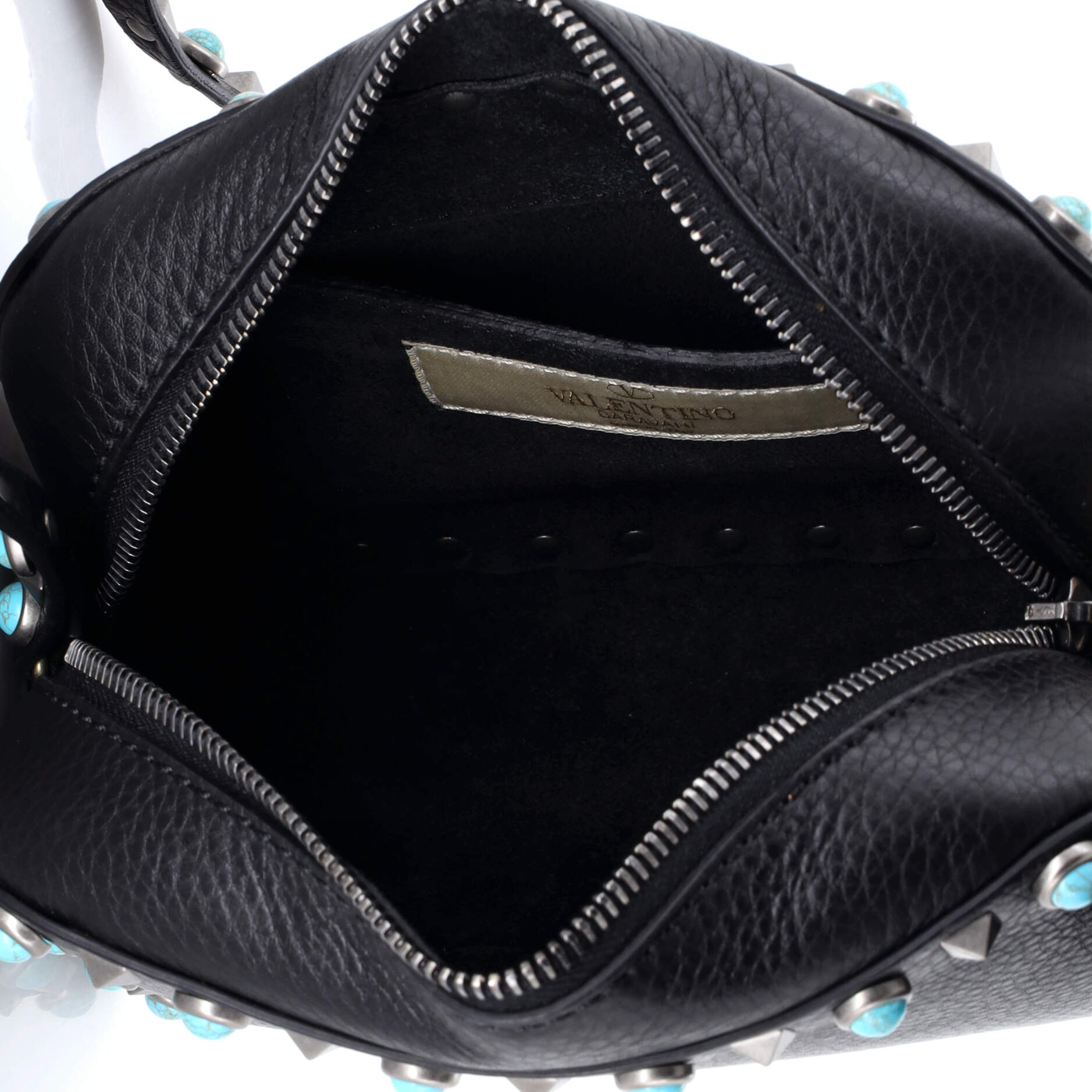 Rolling Rockstud Camera Crossbody Bag Leather with Cabochons
