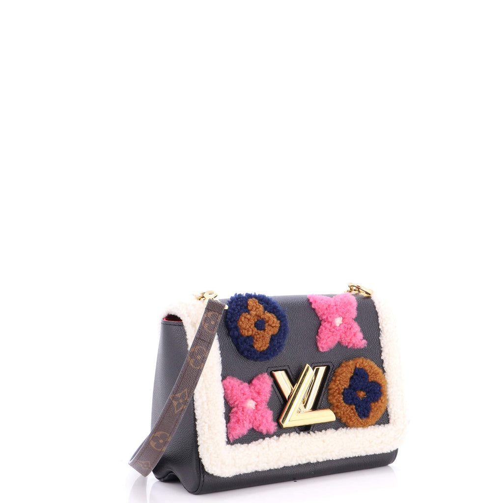 Twist Handbag Leather and Monogram Teddy Shearling MM