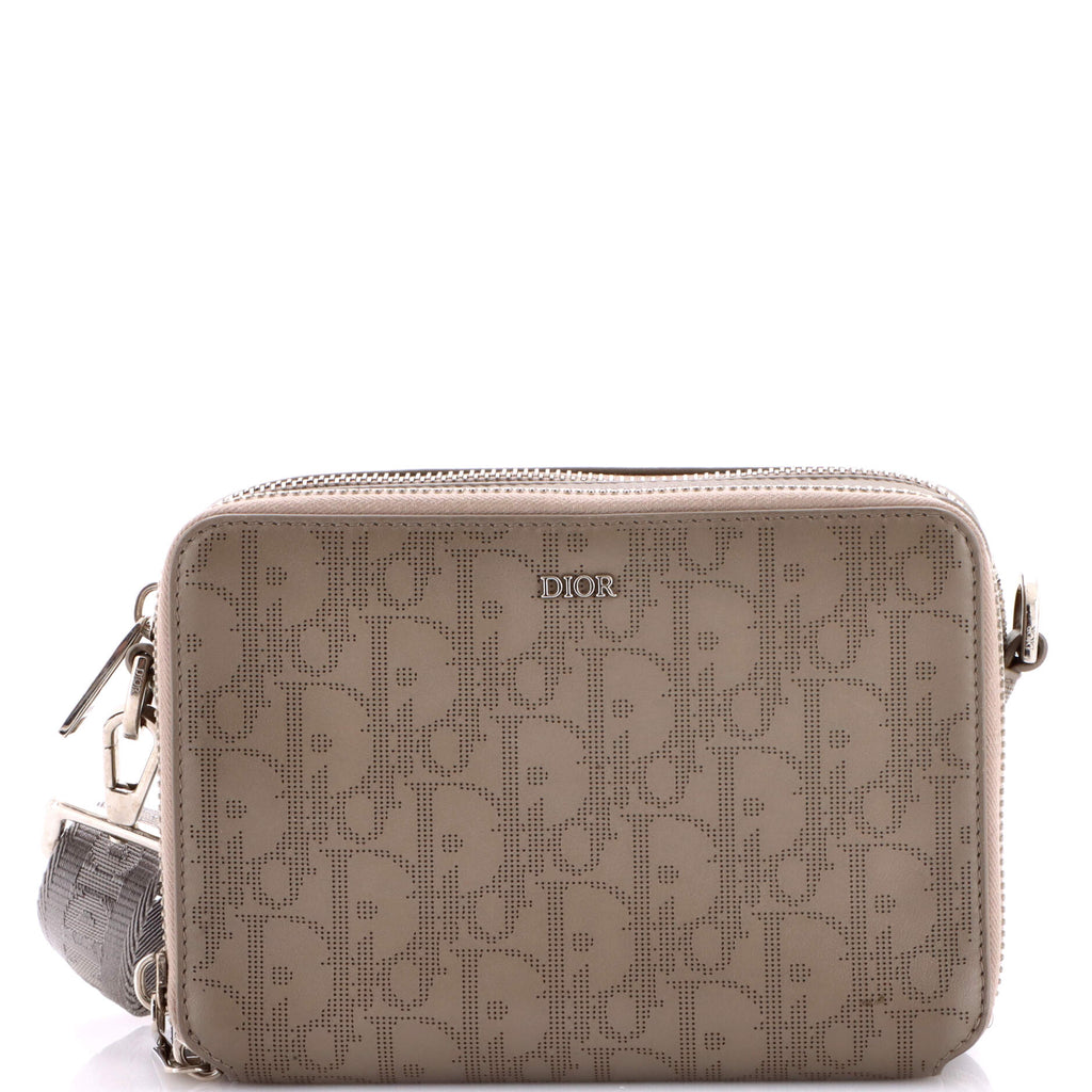 Double Zip Crossbody Pouch Oblique Galaxy Leather