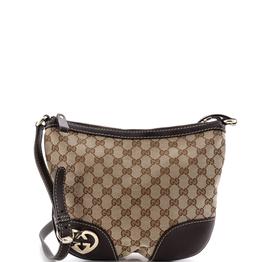 Lovely Heart Interlocking G Crossbody Bag GG Canvas with Leather