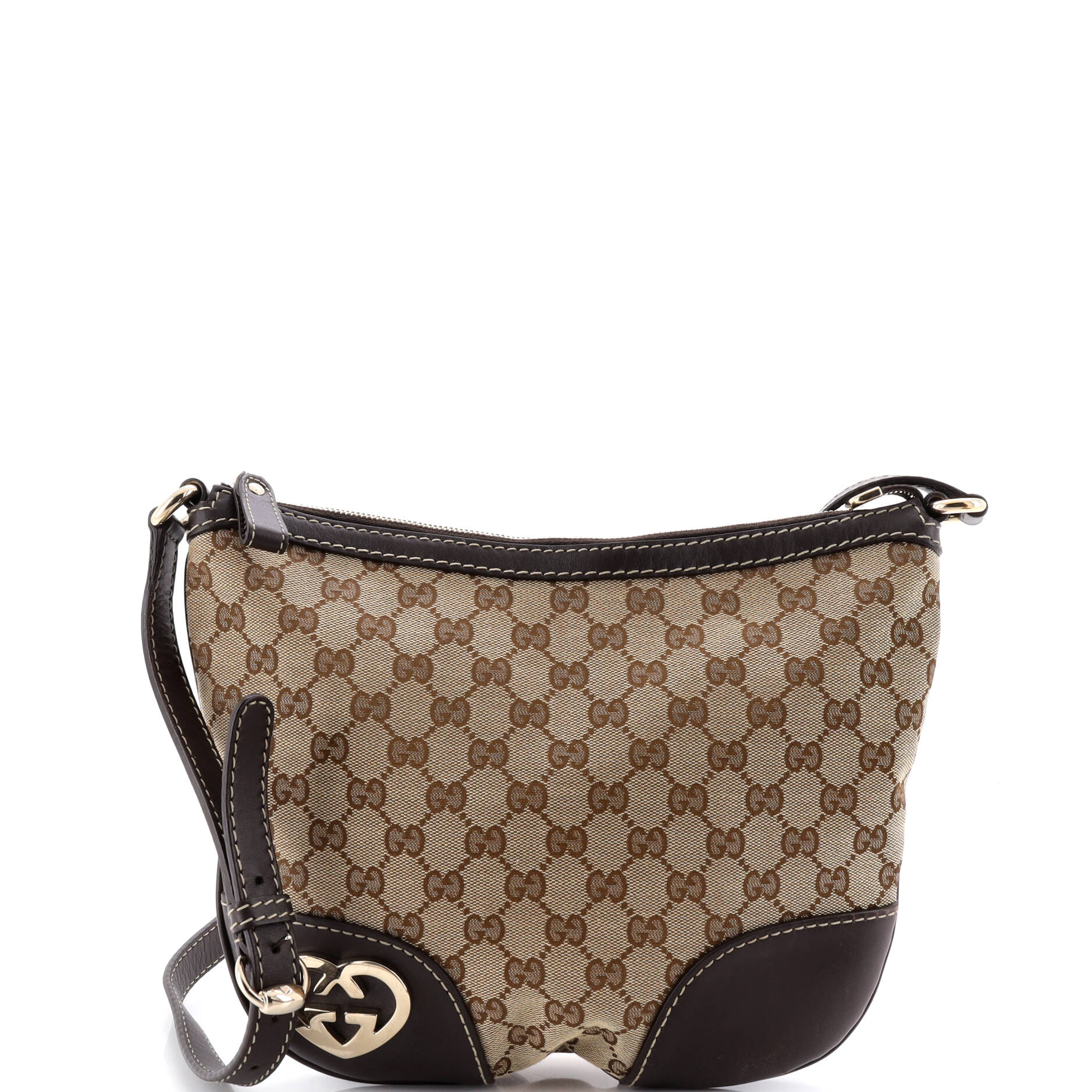 Lovely Heart Interlocking G Crossbody Bag GG Canvas with Leather