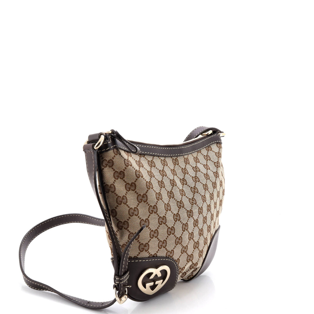 Lovely Heart Interlocking G Crossbody Bag GG Canvas with Leather