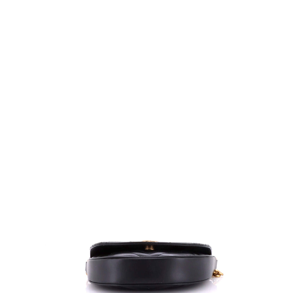 GG Marmont Half Moon Flap Crossbody Bag Matelasse Leather Mini