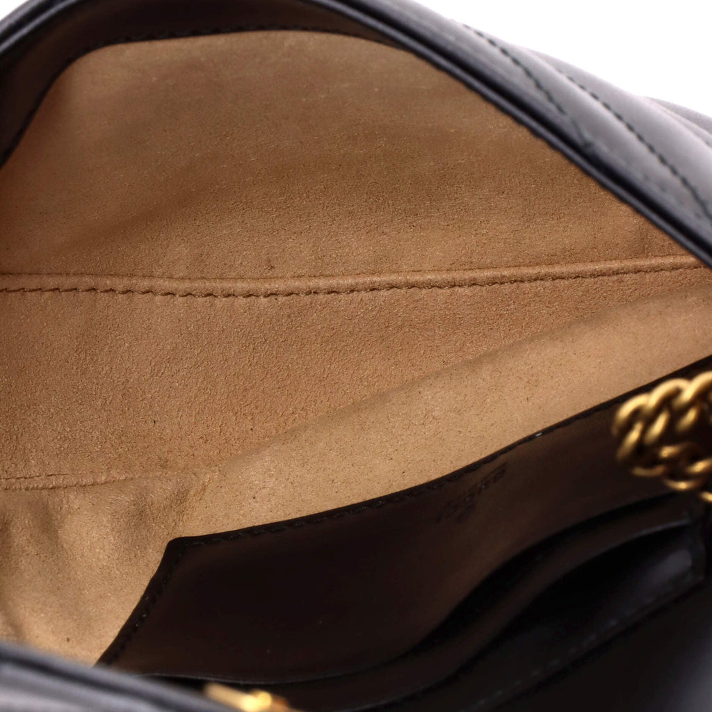 GG Marmont Half Moon Flap Crossbody Bag Matelasse Leather Mini