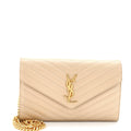Classic Monogram Wallet on Chain Matelasse Chevron Leather Medium