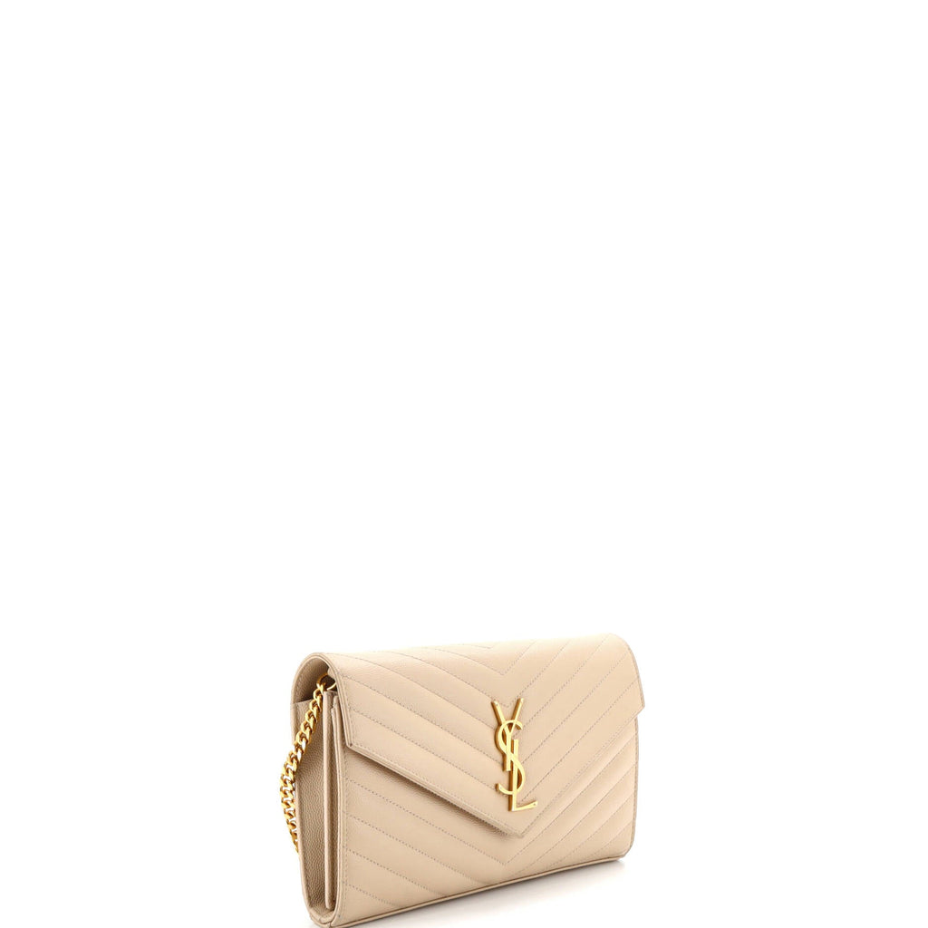 Classic Monogram Wallet on Chain Matelasse Chevron Leather Medium