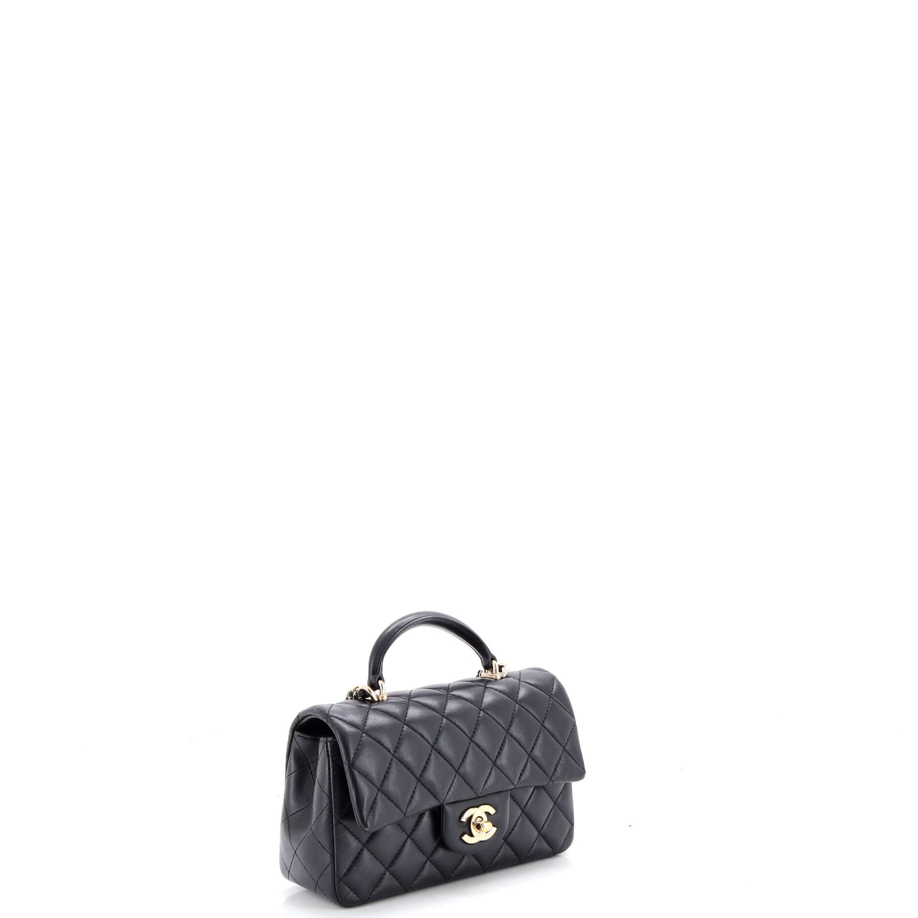 Classic Single Flap Top Handle Bag Quilted Lambskin Mini