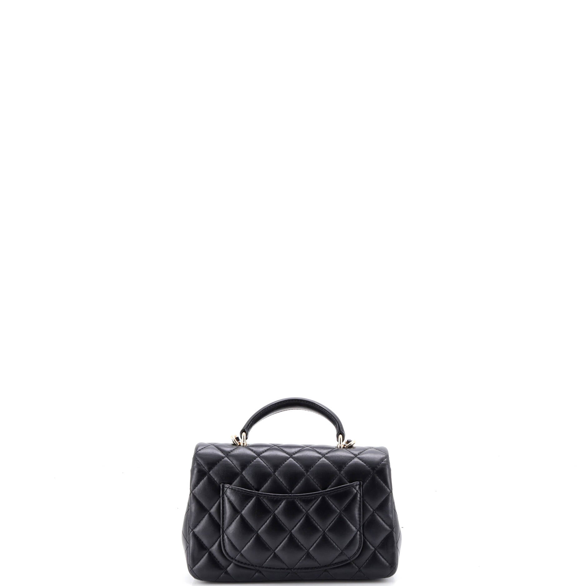 Classic Single Flap Top Handle Bag Quilted Lambskin Mini