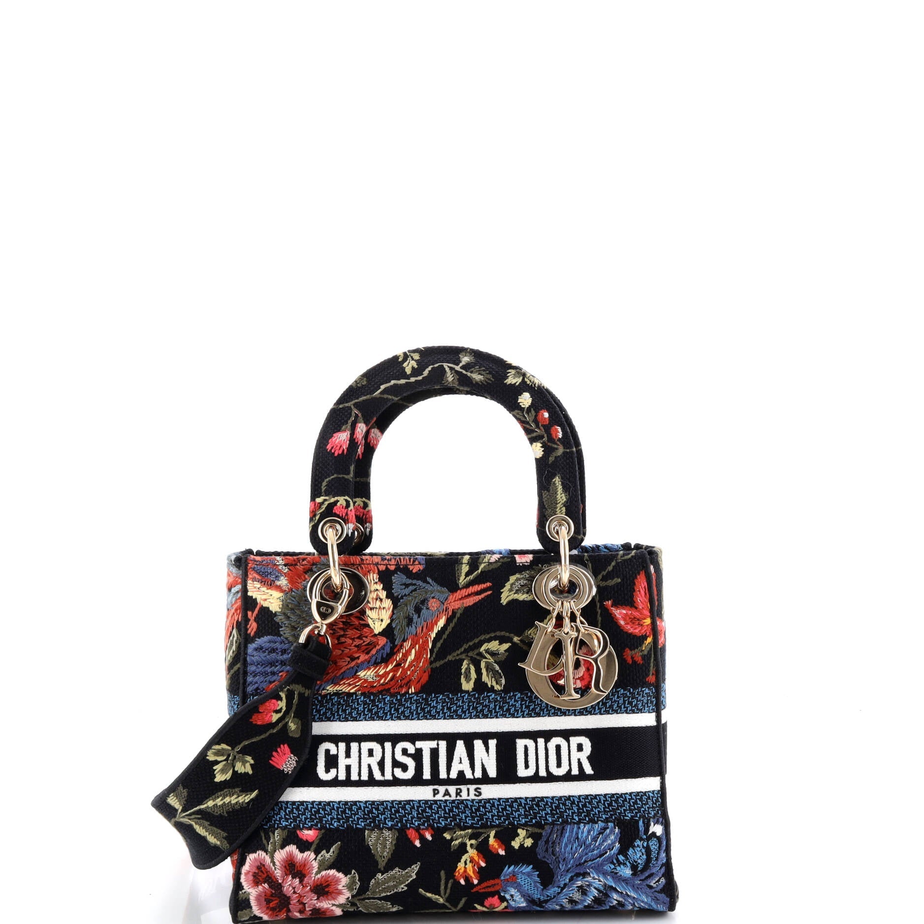 Lady D-Lite Bag Embroidered Canvas Medium