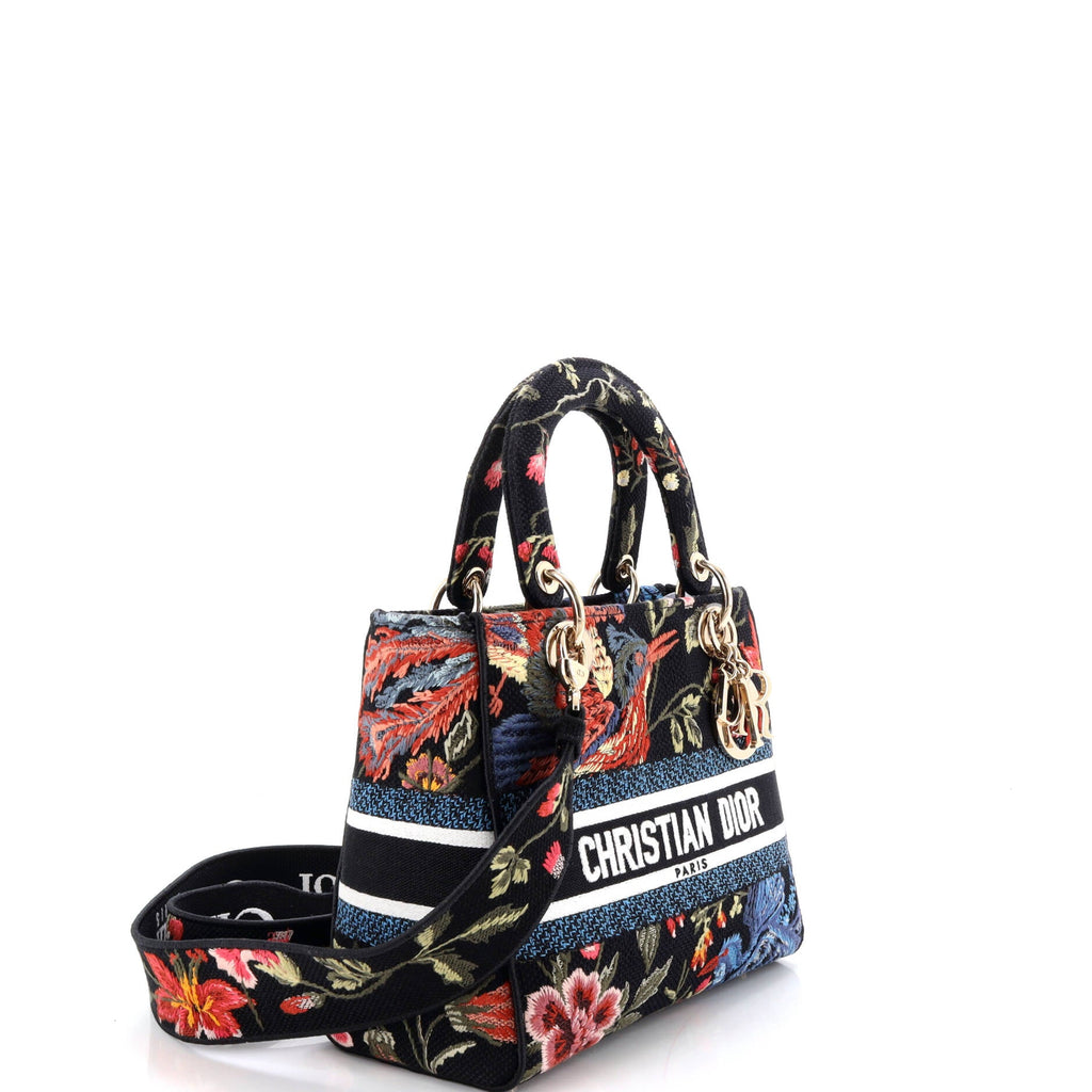 Lady D-Lite Bag Embroidered Canvas Medium