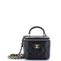 Classic Top Handle Vanity Case with Chain Quilted Lambskin Mini
