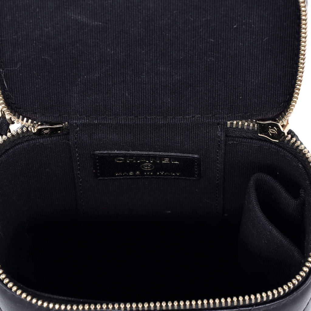 Classic Top Handle Vanity Case with Chain Quilted Lambskin Mini