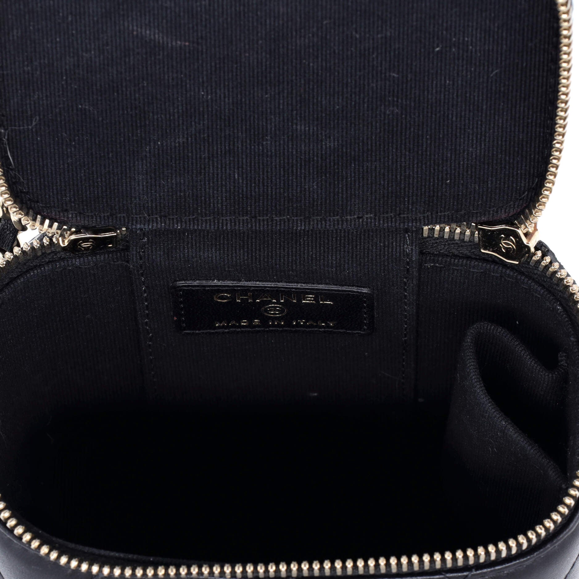 Classic Top Handle Vanity Case with Chain Quilted Lambskin Mini