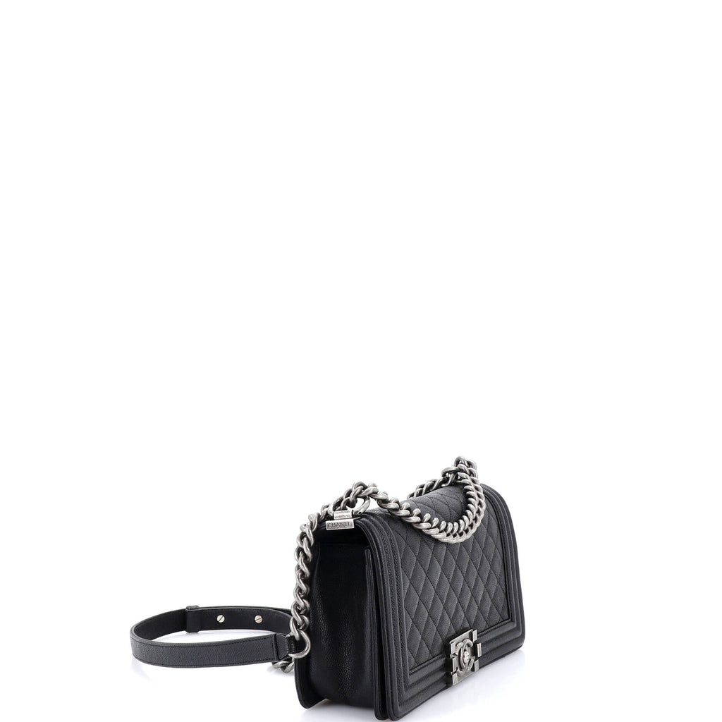 Boy Flap Bag Quilted Caviar Old Medium