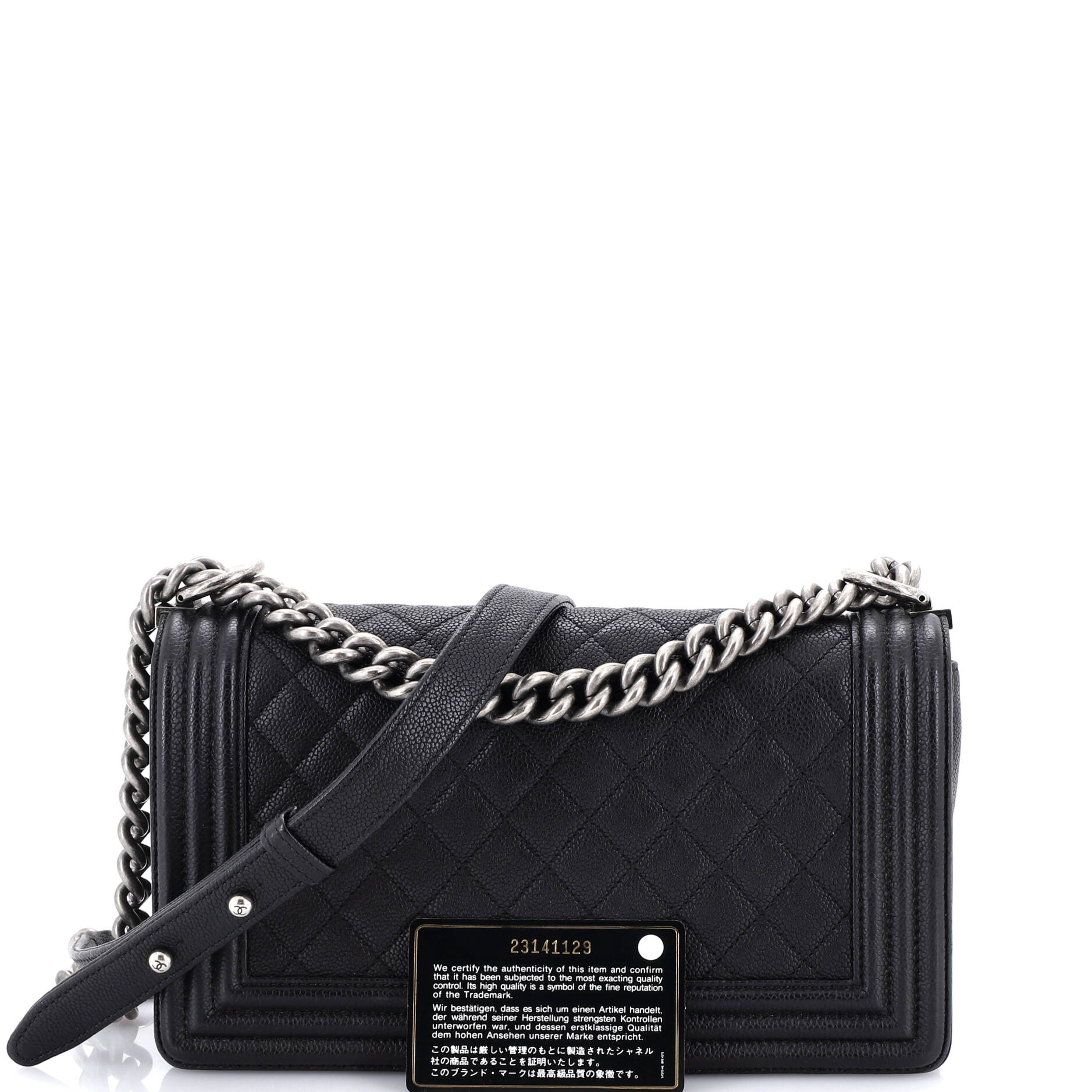 Boy Flap Bag Quilted Caviar Old Medium