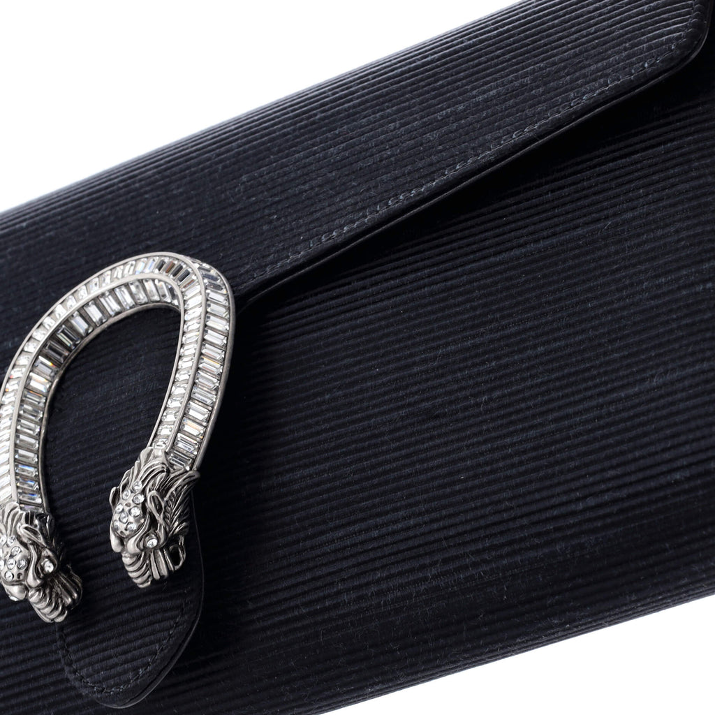 Dionysus Chain Clutch Ribbed Satin with Crystals Long