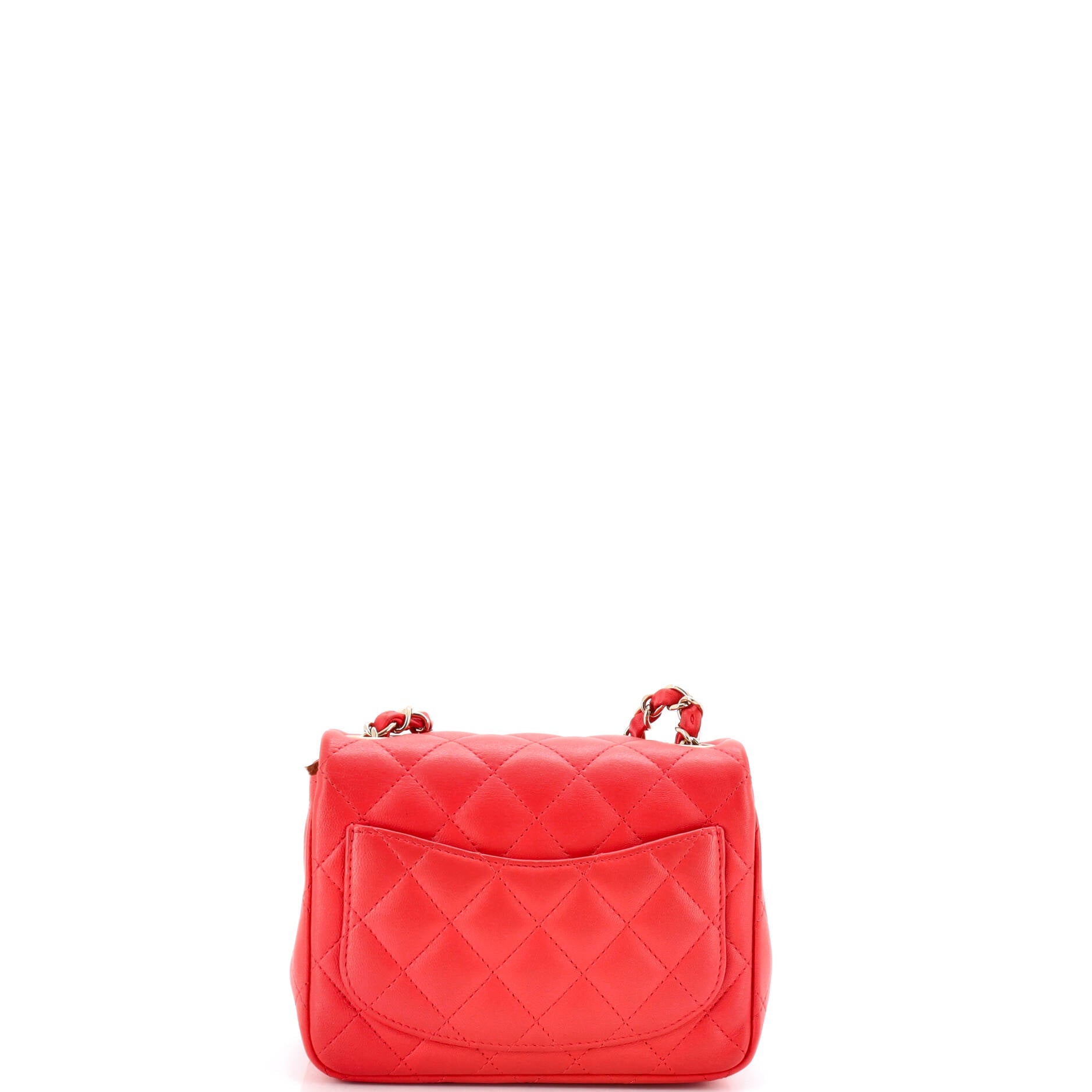 Square Classic Single Flap Bag Quilted Lambskin Mini