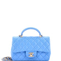 Classic Single Flap Top Handle Bag Quilted Lambskin Mini