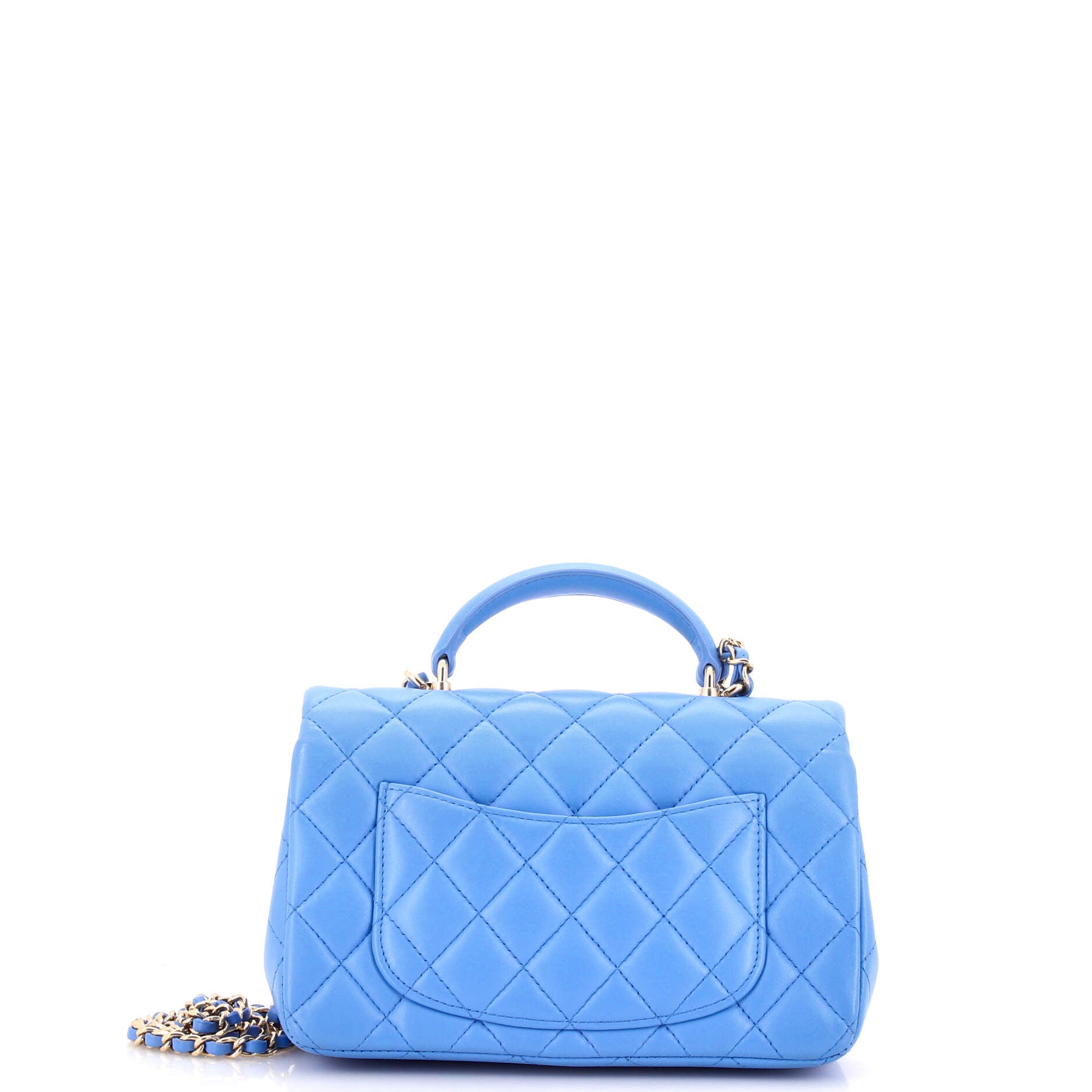 Classic Single Flap Top Handle Bag Quilted Lambskin Mini