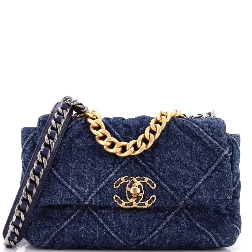 19 Flap Bag Quilted Denim Medium