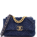 19 Flap Bag Quilted Denim Medium