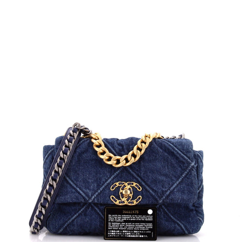 19 Flap Bag Quilted Denim Medium