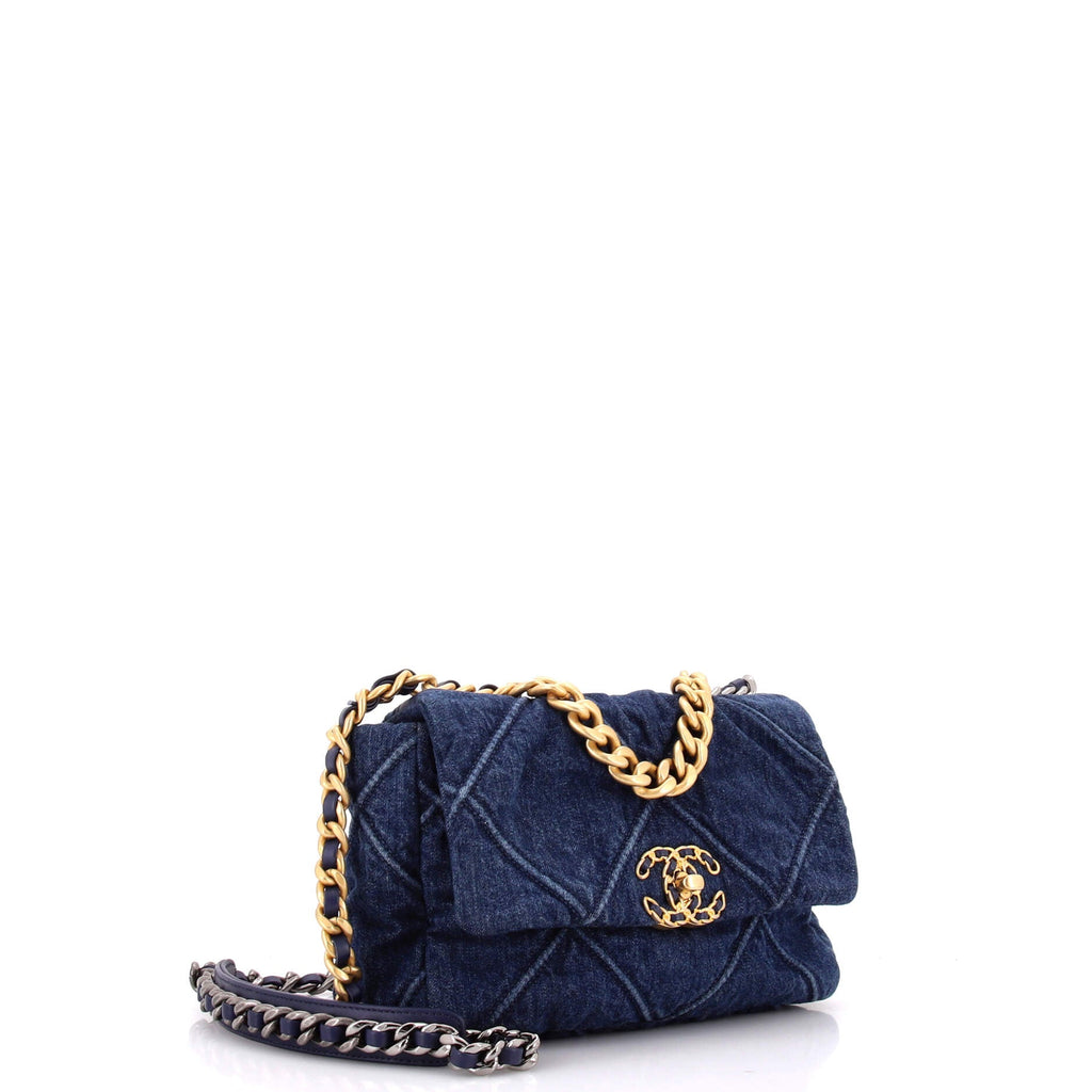 19 Flap Bag Quilted Denim Medium