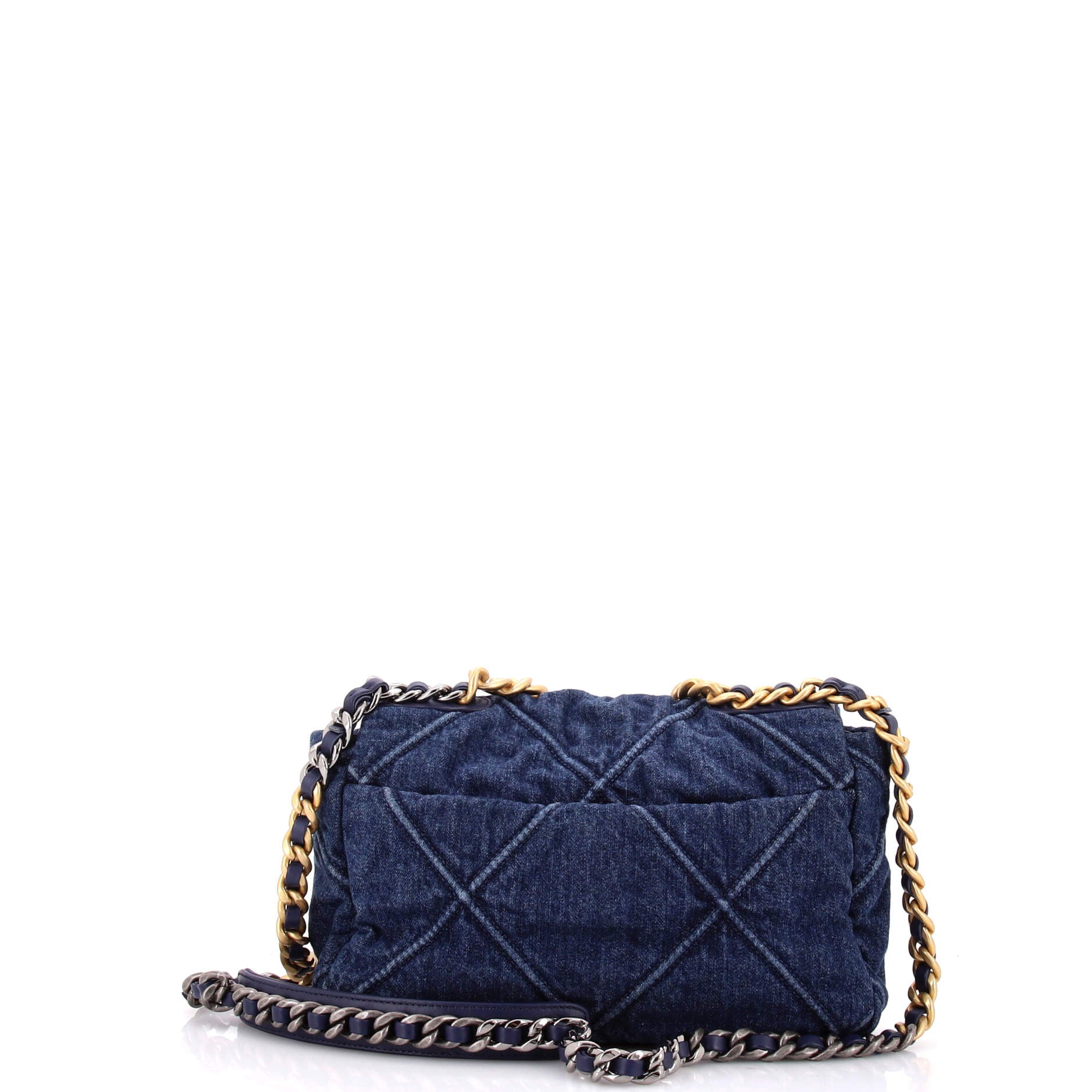 19 Flap Bag Quilted Denim Medium